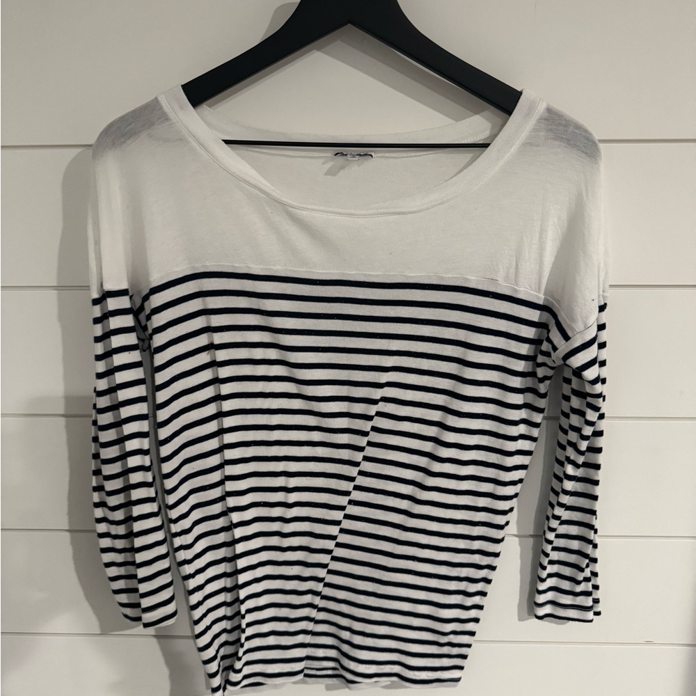 Splendid Black and White Striped Long Sleeve Top